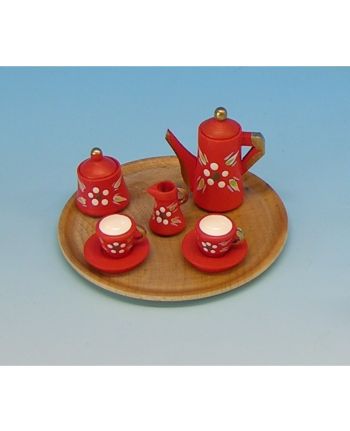 Puppenstubenartikel - Kaffeeservice mit Blumen