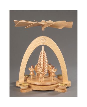 Pyramide, natur - 5 Engel mit Spanbaum