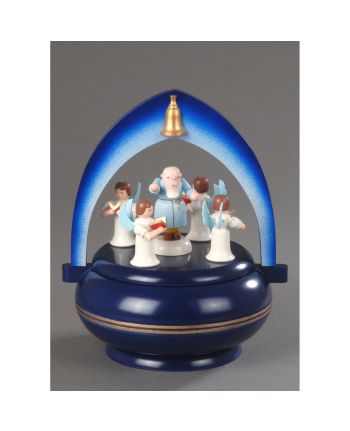 Spieldose, dunkelblau - Petrus mit 4 Engel -Süsser die Glocken-