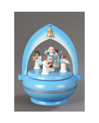 Spieldose, hellblau - Petrus mit 4 Engel -Süsser die Glocken-