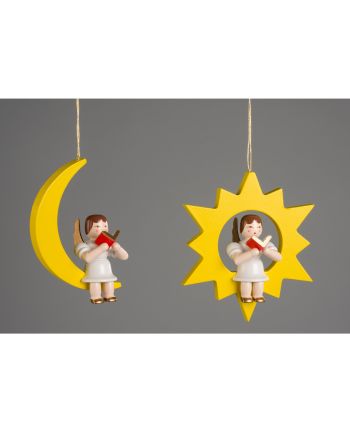 Christbaumschmuck - Engel im Stern und im Mond