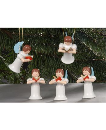 Christbaumschmuck - farbig, 5 Engel mit Gesangbuch