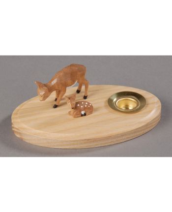Kerzenhalter, natur - Reh mit Kitz