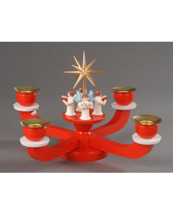 Adventsleuchter, rot - 4 stehende Engel