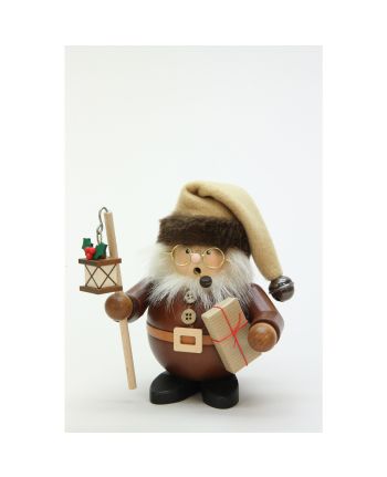 Räuchermann Weihnachtsmann mit Laterne natur