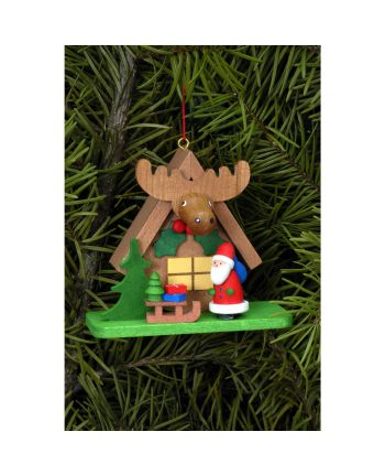 Baumbehang Waldhaus mit Weihnachtsmann