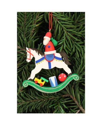 Baumbehang Weihnachtsmann auf Schaukelpferd