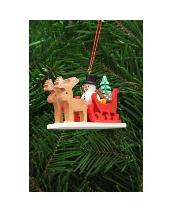 Baumbehang Schneemann im Rentierschlitten