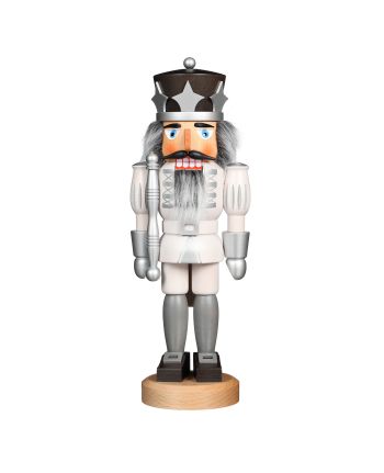 Nussknacker Prinz weiß/silber lasiert