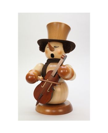 Räuchermann Schneemann mit Bass natur
