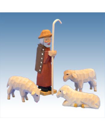 Schäfer mit drei Schafen