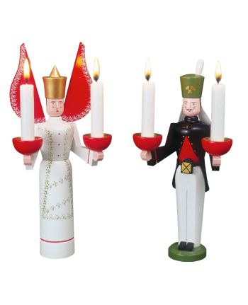 Lichterengel und Lichterbergmann - Engel mit getupftem Kleid