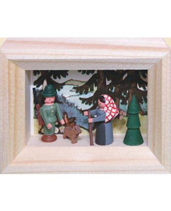 Miniatur im Rähmchen - Förster mit Buschweib`l