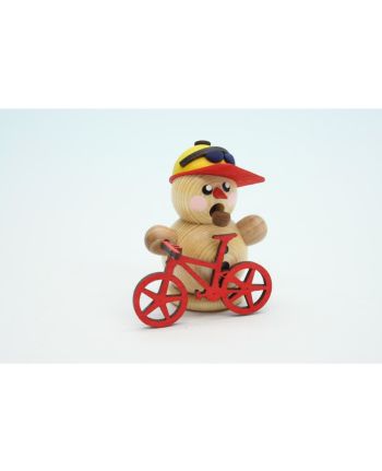 Schneemann, Mountainbiker natur mit rotem Bike