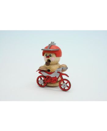 Schneemann, Biker natur mit rotem Crossmotorrad