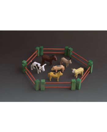 Reifentiere-Tierbeutel - 6 versch. Tiere mit Zäunen