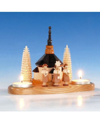 Kerzenhalter mit Kirche und Kurrende, natur