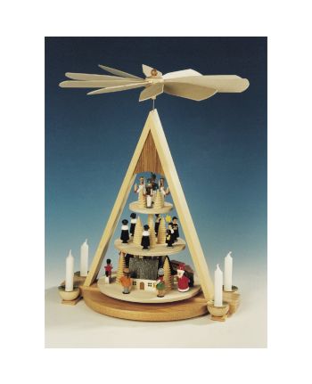 Pyramide mit Erzgebirgs Weihnacht, 3-stöckig