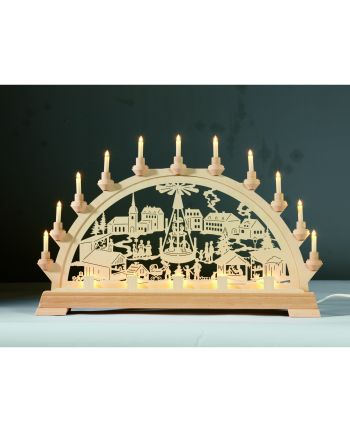 Schwibbogen -  'Weihnachtsmarkt mit Pyramide'