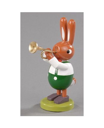 Hase mit Trompete - Höhe 16 cm