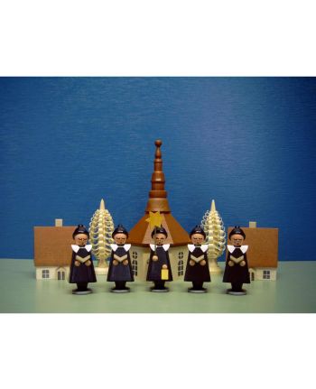 Seiffener Kirche mit Kurrende - Kurrendekinder mit Bommelmütze