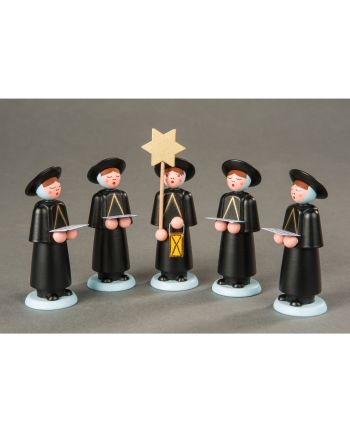 Seiffener Kurrendesänger - 5 Figuren, schwarz - Höhe 8 cm