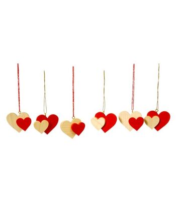 Christbaumschmuck, farbig - je 3 Doppelherzen