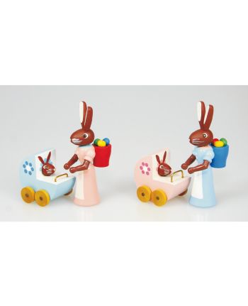 Osterartikel - Hasenmutter mit Kinderwagen zum Stellen