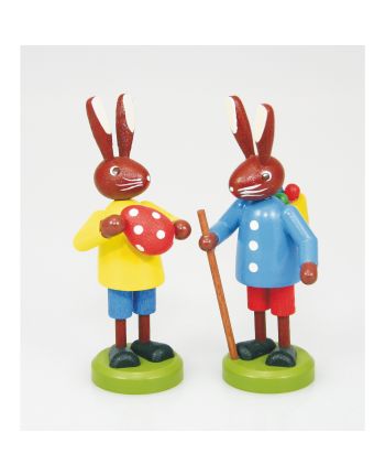 Osterartikel - Hasenpaar 7 cm  zum Stellen bunt