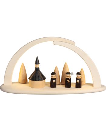 Bogen doppelt mit LED-Beleuchtung Seiffener Kirche mit USB-Stecker Breite: 41 cm