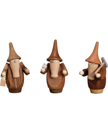 Berggnome, Edelholzausführung, 3er Set