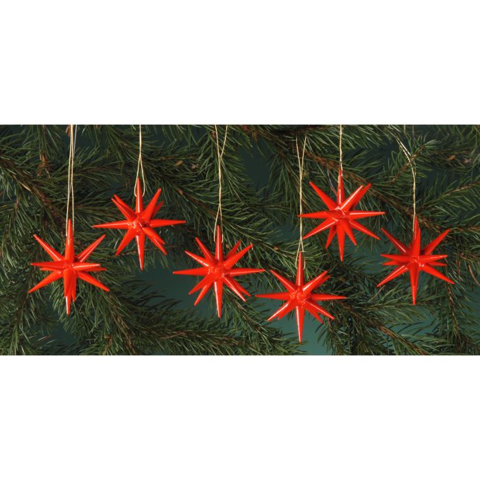 Christbaumschmuck, rot - kleine Weihnachtssterne, 6-teilig