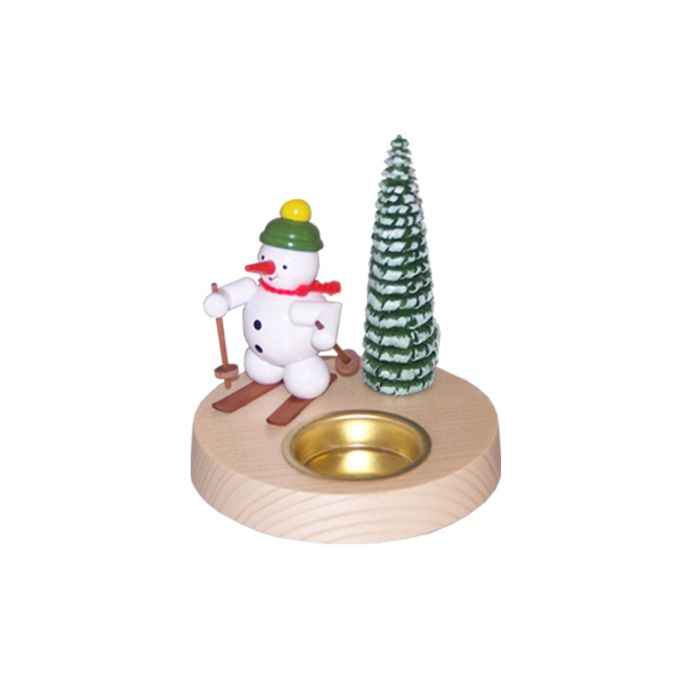 Teelichthalter - Schneemann mit Schneeschuh